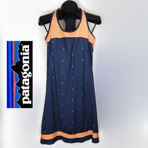 Patagonia Athletic Racer Back Sport All Weather Dress Sz M Neon Orange/Blue